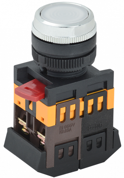 Фотография товара 'IEK Кнопка ABLFS-22 белый d22мм неон/240В 1з+1р BBT30-ABLFS-K01'