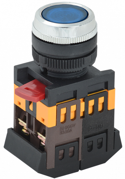 Фотография товара 'IEK Кнопка ABLFS-22 синий d22мм неон/240В 1з+1р BBT30-ABLFS-K07'