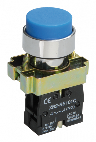 Фотография товара 'IEK Кнопка управления LAY5-BL61 без подсветки синяя 1з BBT70-BL-K07'