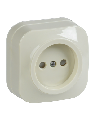 Фотография товара 'IEK Розетка одноместная для открытой установки РСш20-2-ХК без заземления с защитной шторкой 10А GLORY кремовый ERH13-K33-10'