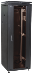 Фотография товара 'IEK Шкаф сетевой 19 LINEA N 33U 600х600 мм стеклянная передняя дверь, задняя металлическая черный'