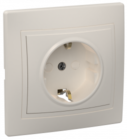 Фотография товара 'IEK Розетка 1-местная РСш10-3-Км с заземляющим контактом с защитной шторкой 16А керамика КВАРТА, ERK14-K33-16-K'
