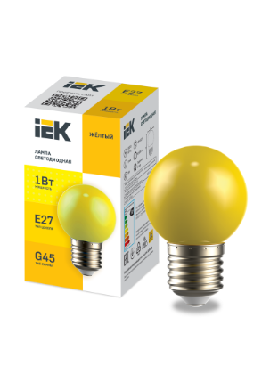 Фотография товара 'IEK LIGHTING Лампа светодиодная декоративная G45 шар 1Вт 230В желтый E27 LLE-G45-1-230-Y-E27'