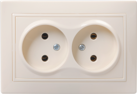 Фотография товара 'IEK Розетка 2-местная РС12-2-Км без заземляющего контакта без защитной шторки 10А керамика КВАРТА, ERK20-K33-10-K'