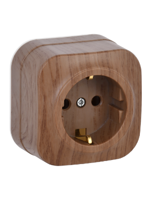 Фотография товара 'IEK Розетка одноместная для открытой установки РС20-3-ХД с заземлением 16А GLORY дуб ERH11-K24-16'