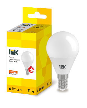Фотография товара 'IEK Лампа светодиодная ALFA G45 шар 6Вт 230В 3000К E14 LLA-G45-6-230-30-E14'
