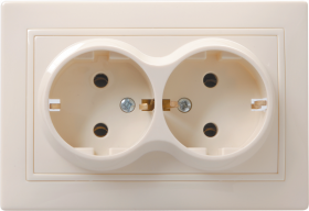 Фотография товара 'IEK Розетка 2-местная РС12-3-Км с заземляющим контактом без защитной шторки 16А керамика КВАРТА, ERK21-K33-16-K'