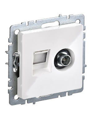 Фотография товара 'IEK BRITE Розетка двойная TV+RJ45 кат.5E РТВ/РК12-БрБ белый BR-AK20-1-K01'