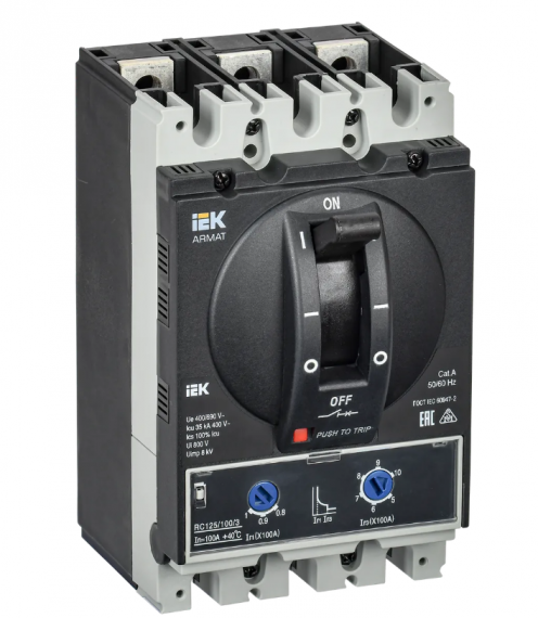 Фотография товара 'IEK ARMAT Автоматический выключатель в литом корпусе 3P типоразмер A 35кА 100А AR-MCCB-3A-035-0100A-ATUC'