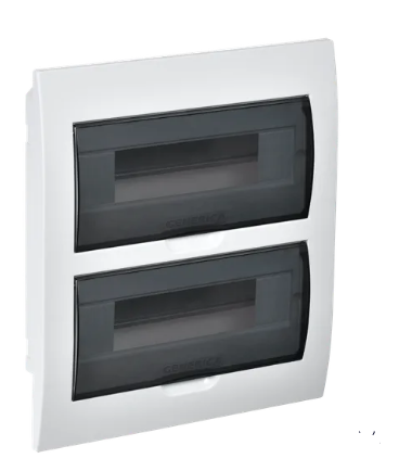 Фотография товара 'IEK  Корпус пластиковый ЩРВ-П-24 черная прозрачная дверь IP41 MKP12-V-24-41-G'