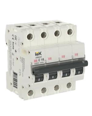Фотография товара 'IEK ARMAT Автоматический выключатель M06N 4P C 16А AR-M06N-4-C016'