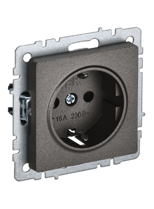 Фотография товара 'IEK BRITE Розетка 1-местная с заземлением с защитными шторками 16А РС14-1-0-БрТБ темная бронза BR-R14-16-K45'
