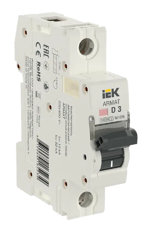 Фотография товара 'IEK ARMAT Автоматический выключатель M10N 1P D 3А AR-M10N-1-D003'