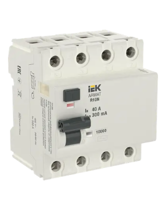 Фотография товара 'IEK ARMAT Выключатель дифференциального тока R10N 4P 40А 300мА тип AC, AR-R10N-4-040C300'