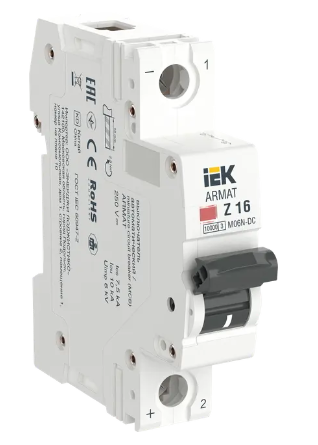 Фотография товара 'IEK ARMAT Автоматический выключатель M06N-DC 1P Z 16А, AR-M06N-1-Z016DC'
