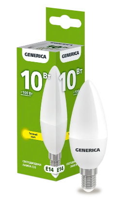 Фотография товара 'IEK  Лампа светодиодная C35 свеча 10Вт 230В 3000К E14 LL-C35-10-230-30-E14-G'