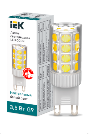 Фотография товара 'IEK Лампа светодиодная CORN капсула 3,5Вт 230В 4000К керамика G9 LLE-CORN-4-230-40-G9'