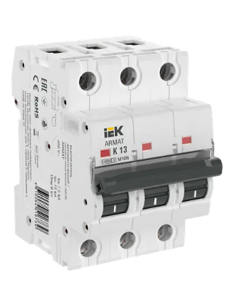 Фотография товара 'IEK ARMAT Автоматический выключатель M10N 3P K 13А AR-M10N-3-K013'