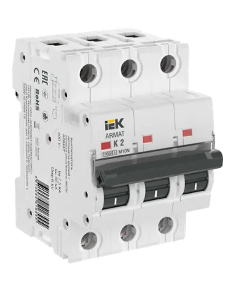 Фотография товара 'IEK ARMAT Автоматический выключатель M10N 3P K 2А AR-M10N-3-K002'