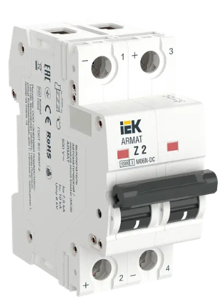 Фотография товара 'IEK ARMAT Автоматический выключатель M06N-DC 2P Z 2А, AR-M06N-2-Z002DC'