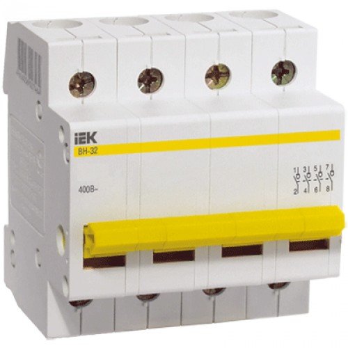Фотография товара 'IEK Выключатель нагрузки (мини-рубильник) ВН-32 4Р 25А MNV10-4-025'