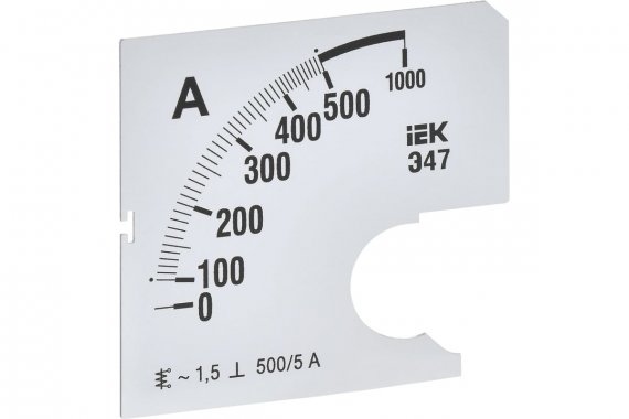 Фотография товара 'IEK IPA10D-SC-0500 Шкала смен. для амперметра Э47 500/5А-1,5 72х72мм'