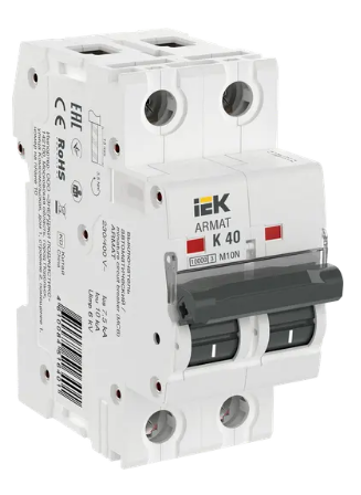 Фотография товара 'IEK ARMAT Автоматический выключатель M10N 2P K 40А AR-M10N-2-K040'