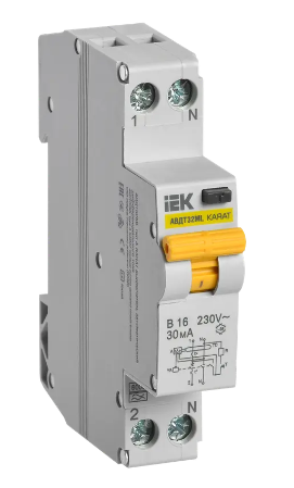 Фотография товара 'IEK Выключатель автоматический дифференциального тока АВДТ32ML тип A В16 30мА KARAT, MVD12-1-016-B-030-A'