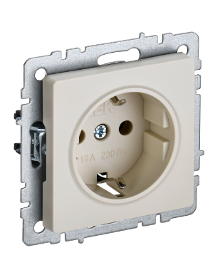 Фотография товара 'IEK BRITE Розетка 1-местная с заземлением без защитных шторок 16А РС11-1-0-БрКр бежевый BR-R11-16-K10'