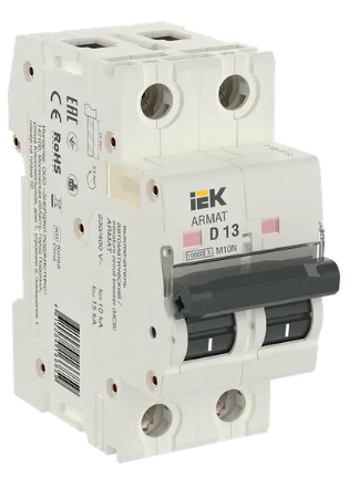 Фотография товара 'IEK ARMAT Автоматический выключатель M10N 2P D 13А AR-M10N-2-D013'