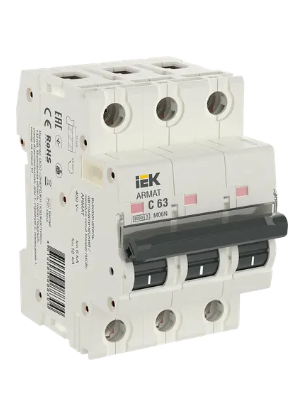 Фотография товара 'IEK ARMAT Автоматический выключатель M06N 3P C 63А AR-M06N-3-C063'