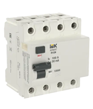 Фотография товара 'IEK ARMAT Выключатель дифференциального тока R10N 4P 100А 30мА тип AC, AR-R10N-4-100C030'