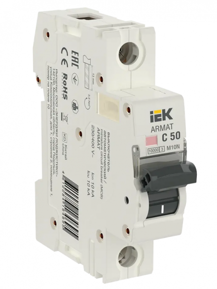 Фотография товара 'IEK ARMAT Автоматический выключатель M10N 1P C 50А AR-M10N-1-C050'