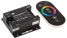 Фотография товара 'IEK Контроллер с ПДУ радио RGB 3 канала 12В, 6А, 216Вт, LSC1-RGB-216-RF-20-12-B'