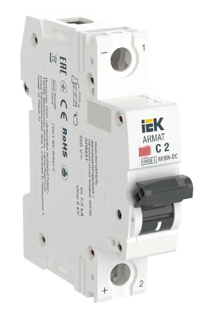 Фотография товара 'IEK ARMAT Автоматический выключатель M06N-DC 1P C 2А AR-M06N-1-C002DC'
