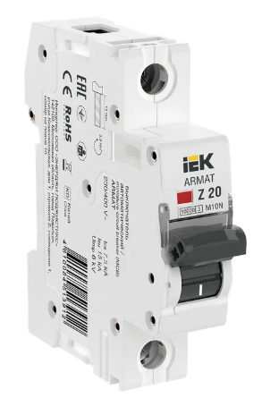 Фотография товара 'IEK ARMAT Автоматический выключатель M10N 1P Z 20А AR-M10N-1-Z020'