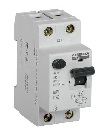 Фотография товара 'IEK Выключатель дифференциальный (УЗО) ВД1-63 2Р 40А 300мА, MDV15-2-040-300'