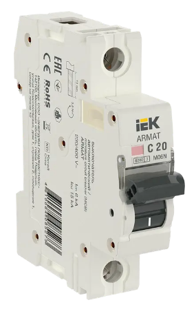 Фотография товара 'IEK ARMAT Автоматический выключатель M06N 1P C 20А AR-M06N-1-C020'