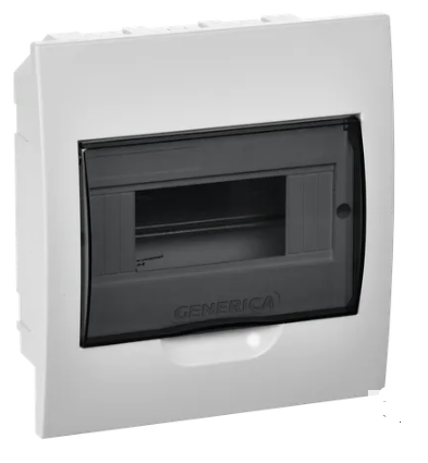 Фотография товара 'IEK Корпус пластиковый ЩРВ-П-8 черная прозрачная дверь IP41 MKP12-V-08-41-G'