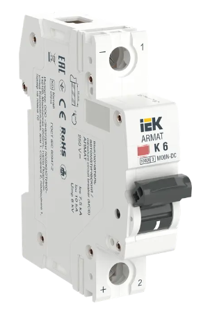 Фотография товара 'IEK ARMAT Автоматический выключатель M06N-DC 1P K 6А, AR-M06N-1-K006DC'