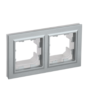 Фотография товара 'IEK BRITE Рамка 2-местная IP44 РУ-2-БрА-44 алюминий BR-M22-44-K47'