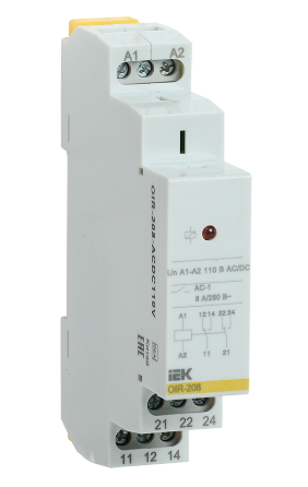 Фотография товара 'IEK Реле промежуточное модульное OIR 2 контакта 8А 110В AC/DC OIR-208-ACDC110V'