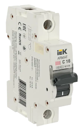 Фотография товара 'IEK ARMAT Автоматический выключатель M10N 1P C 16А AR-M10N-1-C016'