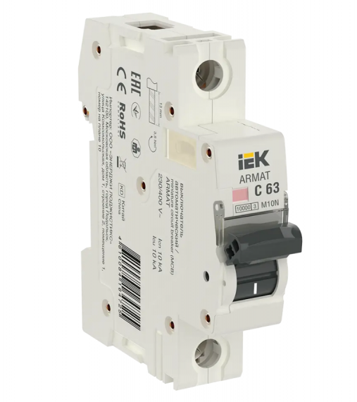 Фотография товара 'IEK ARMAT Автоматический выключатель M10N 1P C 63А AR-M10N-1-C063'