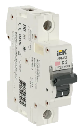 Фотография товара 'IEK ARMAT Автоматический выключатель M06N 1P C 2А AR-M06N-1-C002'