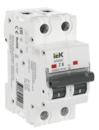 Фотография товара 'IEK ARMAT Автоматический выключатель M10N 2P Z 6А AR-M10N-2-Z006'