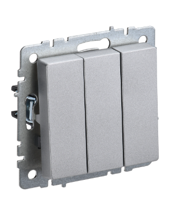 Фотография товара 'IEK BRITE Выключатель 3-клавишный 10А ВС10-3-0-БрА алюминий BR-V30-0-10-K47'