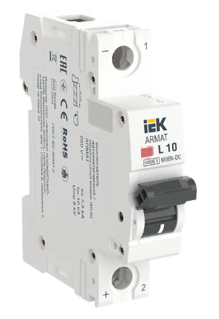 Фотография товара 'IEK ARMAT Автоматический выключатель M06N-DC 1P L 10А, AR-M06N-1-L010DC'