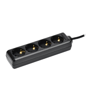 Фотография товара 'IEK Удлинитель У04 4 места с заземлением 3м 3х1мм2 16А 250В черный WYP10-16-04-03-Z-K02'