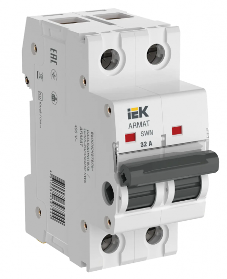 Фотография товара 'IEK ARMAT Выключатель-разъединитель SWN 2P 32А AR-SWN-2-032'